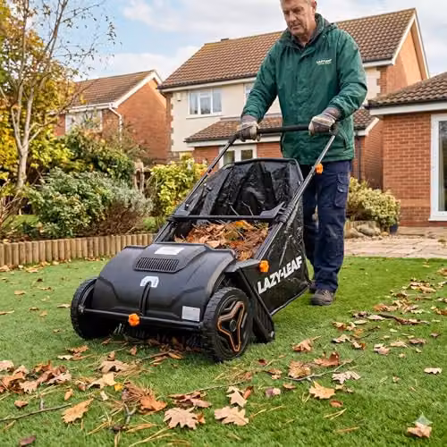 Lazy Tools Black Garden Leaf Sweeper with 100L Collection Bag and 530mm Sweep Width – 5