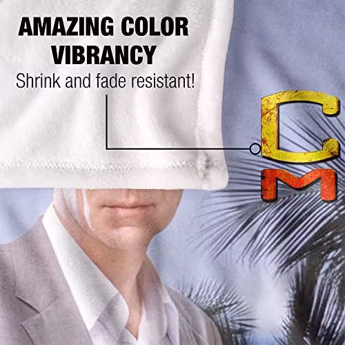Trevco CSI Miami Blue Sky Silky Touch Super Soft Fleece Throw Blanket, White and Blue, W/D/H: 152 x 127 cm – 3