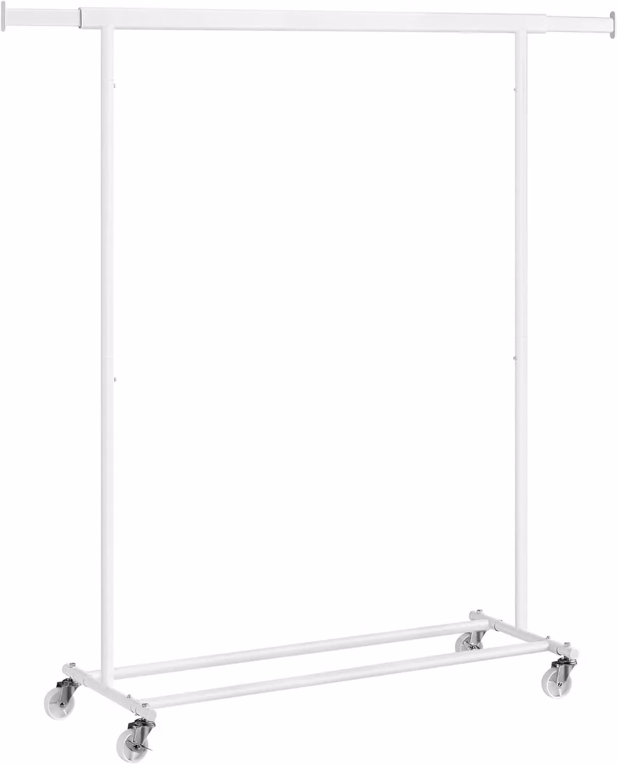 SONGMICS Portable Clothes Rack on Wheels with Extendable Rail in White – 3
