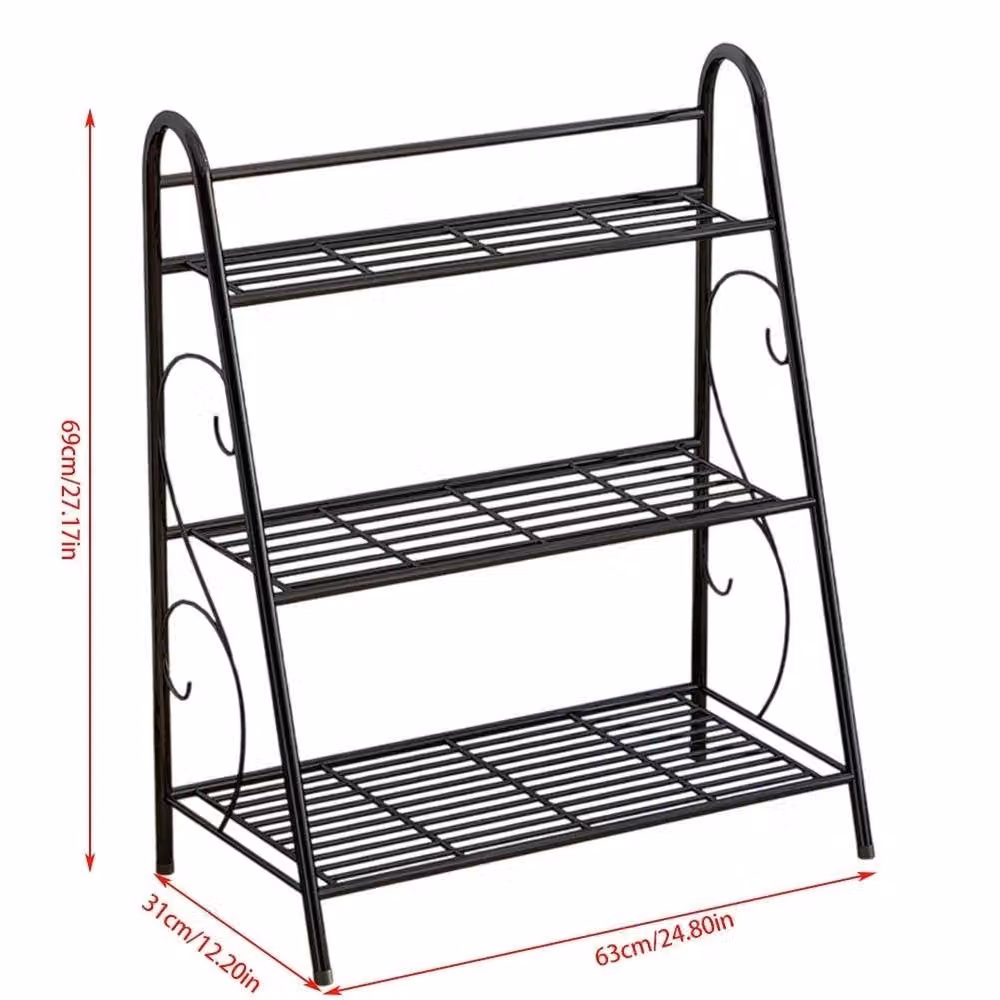 NESTLUNE 3 Tier Metal Ladder Shoe Rack in Matt Black, H 69 cm x W 15 cm x D 15 cm – 2