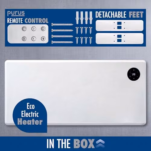 Purus 1800W WiFi Electric Convector Panel Heater, White, Wall Mounted or Freestanding with App Control and Thermostat – 4