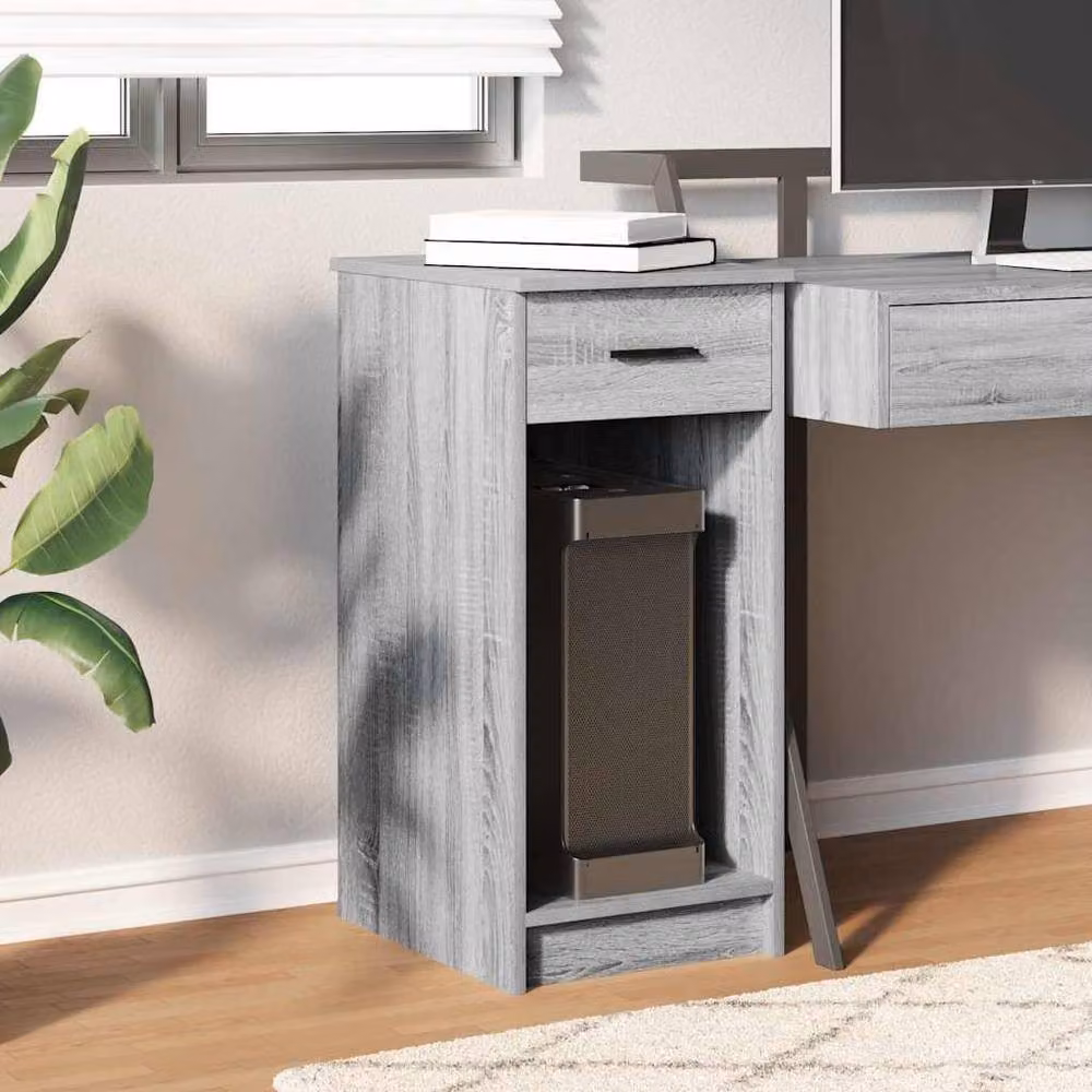 Berkfield Home Computer Tower Stand with Drawer, Grey Sonoma, W/D/H: 35 x 45 x 77 cm – 2