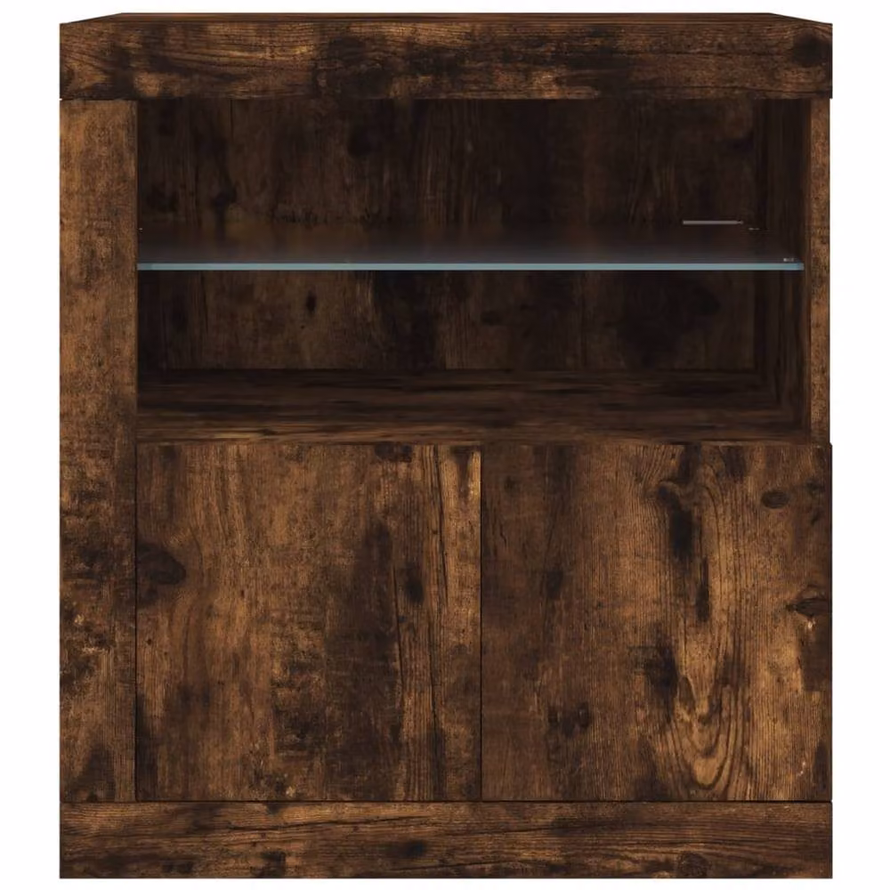 Berkfield Home Modern Sideboard with Integrated LED Lights in Smoked Oak Brown, W/D/H: 60.5 x 37 x 67 cm – 4