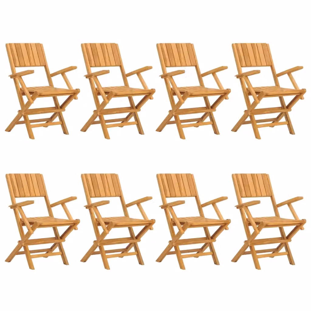 Berkfield Home Set of 8 Folding Garden Chairs in Brown Solid Teak Wood, W/D/H: 55 x 61 x 90 cm – 2
