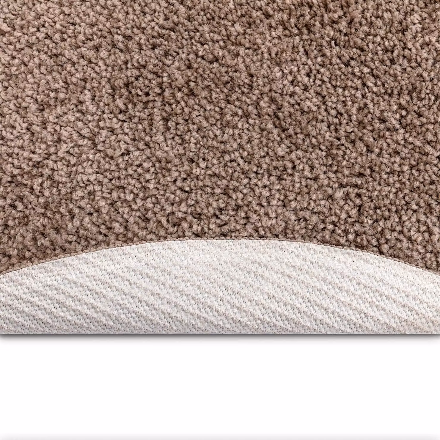 Berkfield Home Brown Round Shaggy Polyester Rug with Non-Slip Latex Backing, Diameter: 90 cm – 3