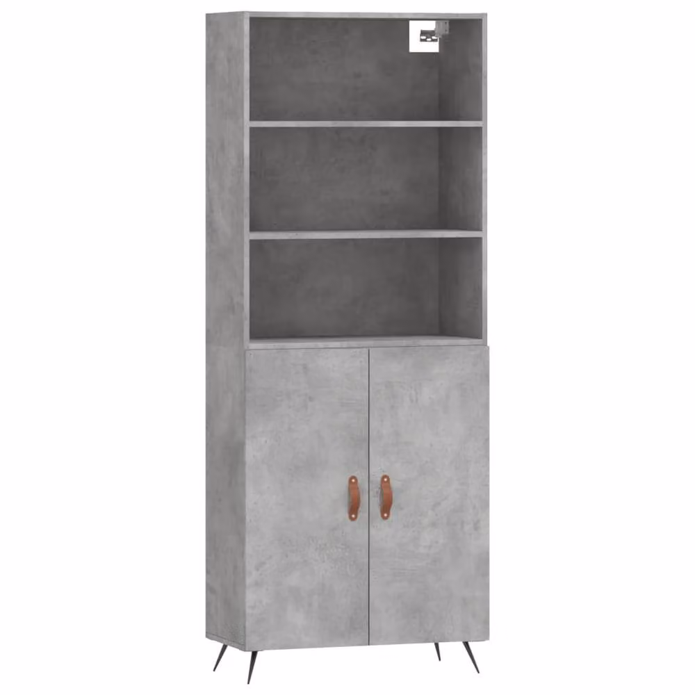 Berkfield Home Highboard in Concrete Grey, W/D/H: 69.5 x 34 x 180 cm – 3