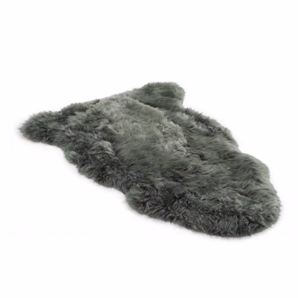 Infinity Leather Green Natural Wool Single Sheepskin Rug, W: 90 cm, D: 60 cm – 2