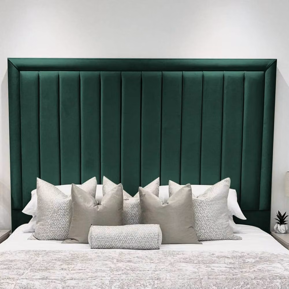 Living Comfort Bedz Hampton Upholstered Slatted Base Bed with 54-Inch Panel Headboard in Green, Size: Single (W: 90 cm, D: 200 cm) – 2