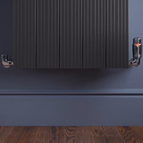UK Radiators Derry Bold Black Nickel Thermostatic Radiator Valve and Lockshield Set – 2