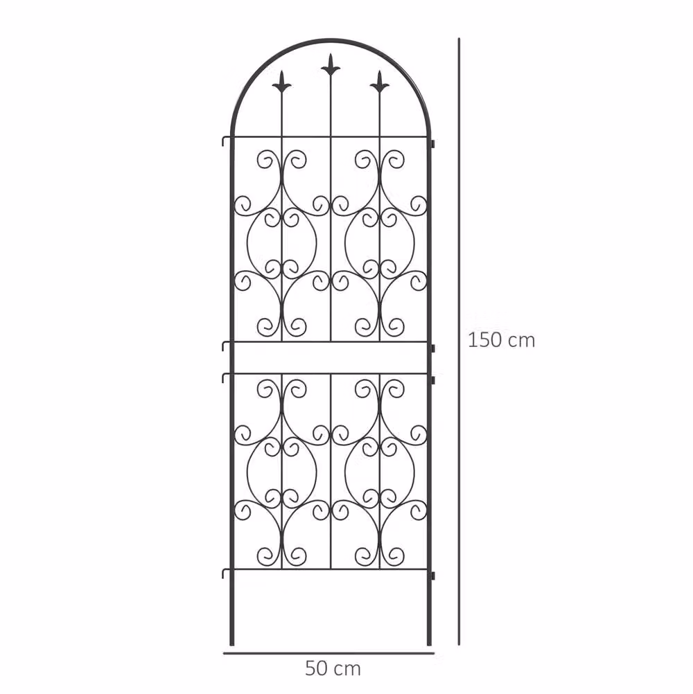 STILVORA Metal Garden Trellis Set of 2 with Scrollwork in Black, H 150 cm x W 50 cm – 2