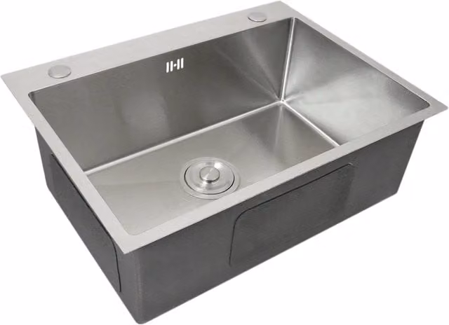 KuKoo Single Undermount Stainless Steel Sink in Silver, W: 60.0 cm, D: 45.0 cm, H: 3.0 cm – 1