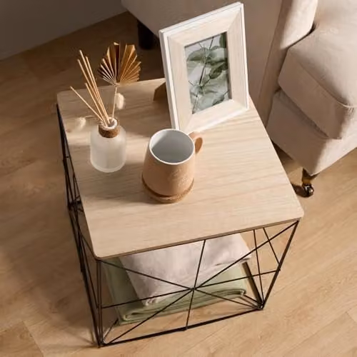 OHS Large Square Storage Coffee Side Table with Folding Lid in Black or Brown, W/D/H: 38 x 38 x 38 cm – 2