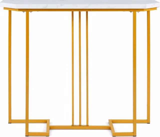 Costway Modern Gold Console Table with Marble Top