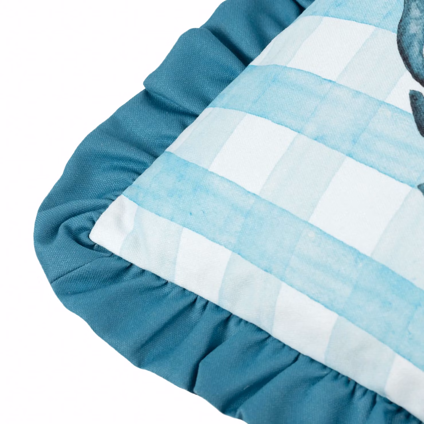 Riva Home Blue Checked Gingham Crab Printed Ruffle Cushion, W/D/H: 43 x 43 x 43 cm – 4