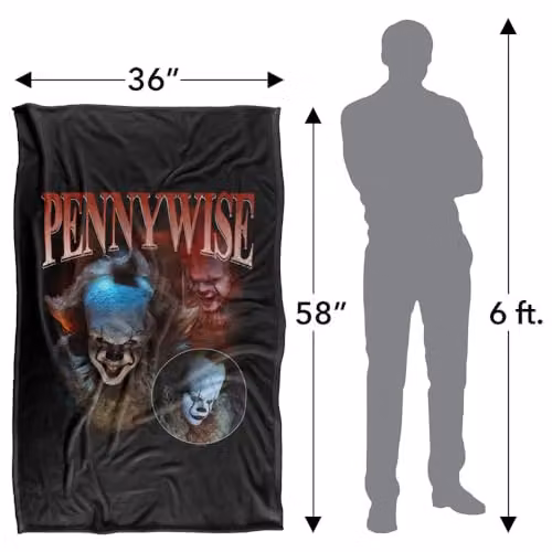 LOGOVISION It 2017 Pennywise Bootleg Super Soft Silky Touch Fleece Throw Blanket, Multicolour, W: 91.44 cm, L: 147 cm – 4