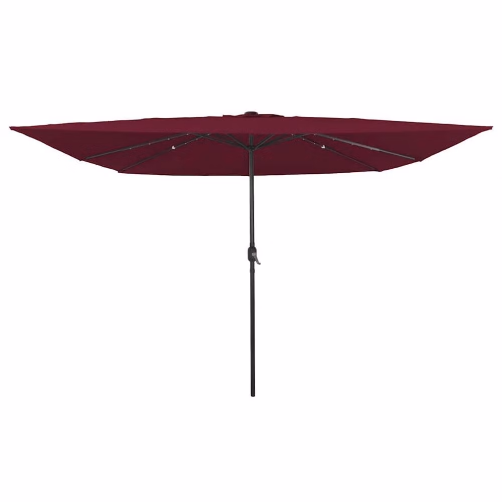 Berkfield Home Square Garden Parasol with LED Lights, Burgundy Red, W: 295 cm, D: 245 cm – 2