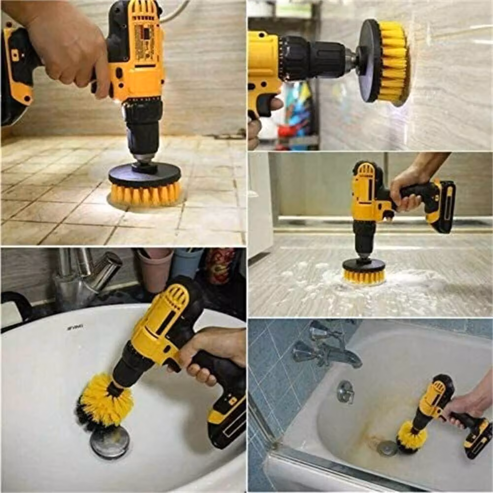 Nordara 5-Piece Yellow Drill Cleaning Brush Set for Home, Car, Tile and Bathroom Use – 5