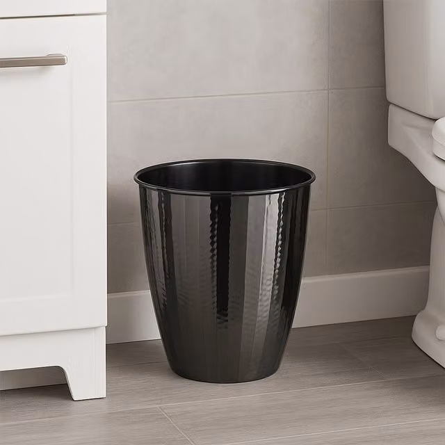 Premier Hammered Effect Waste Bin in Black Nickel Finish, W/D/H: 23 x 23 x 23 cm – 4