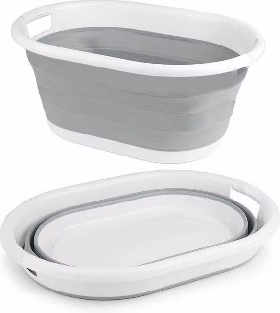 Kelvenix Grey Silicone Collapsible Laundry Basket with Handles
