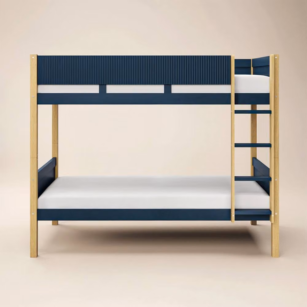 Flair Mateo Detachable Ribbed Bunk Bed in White and Blue, W/D/H: 190 x 90 x 155 cm – 6