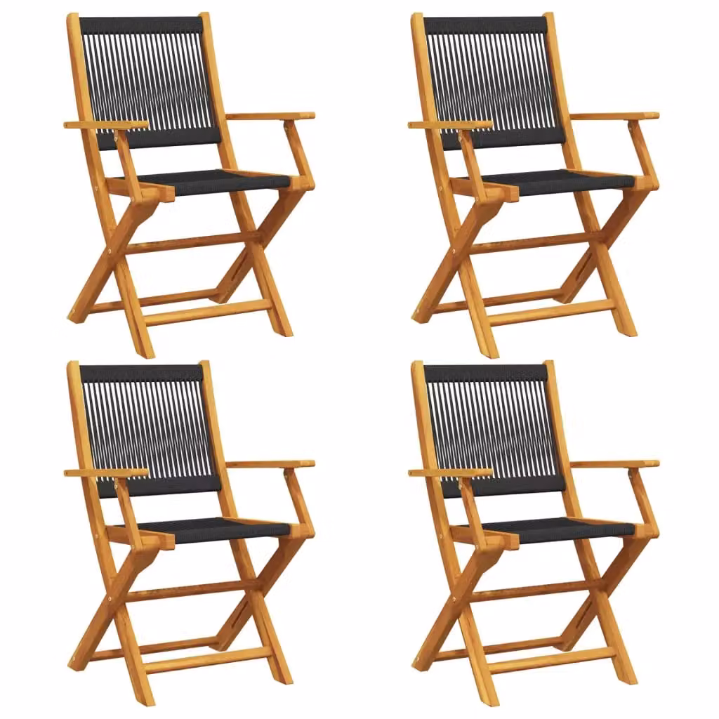Berkfield Home Set of 4 Folding Garden Chairs in Black Acacia Wood – 2