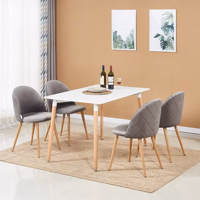 Life Interiors Lucia Halo Dining Set with Rectangular Table and 4 Grey and White Chairs