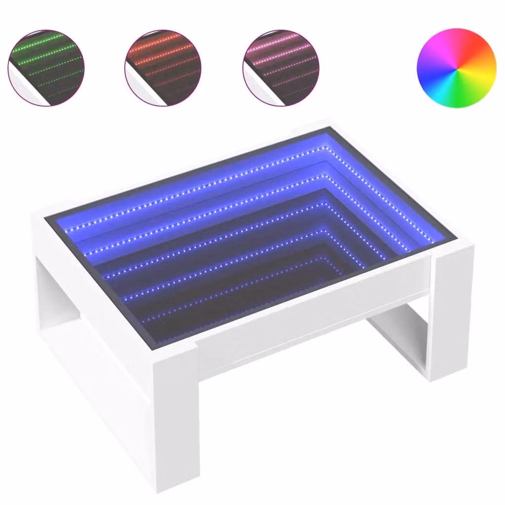 Berkfield Home Infinity LED Coffee Table in White, W/D/H: 70 x 53 x 30 cm – 2