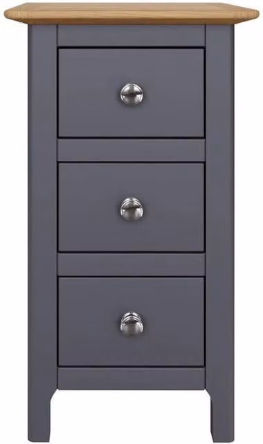 KORVIXA Oak Veneer 3 Drawer Bedside Table in Grey and Blue, W/D/H: 100 x 100 x 100 cm