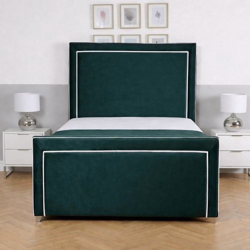 Living Comfort Bedz Verona Super King Upholstered Velvet Gas Lift Storage Bed Frame in Green – 2