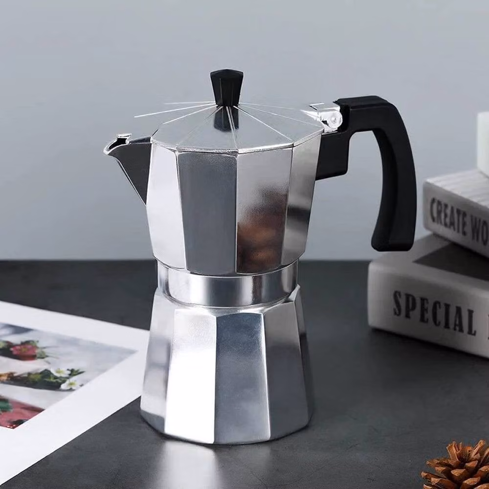 NESTLUNE Italian Moka Pot Espresso Stove Top Coffee Maker in Silver, 50ml – 4