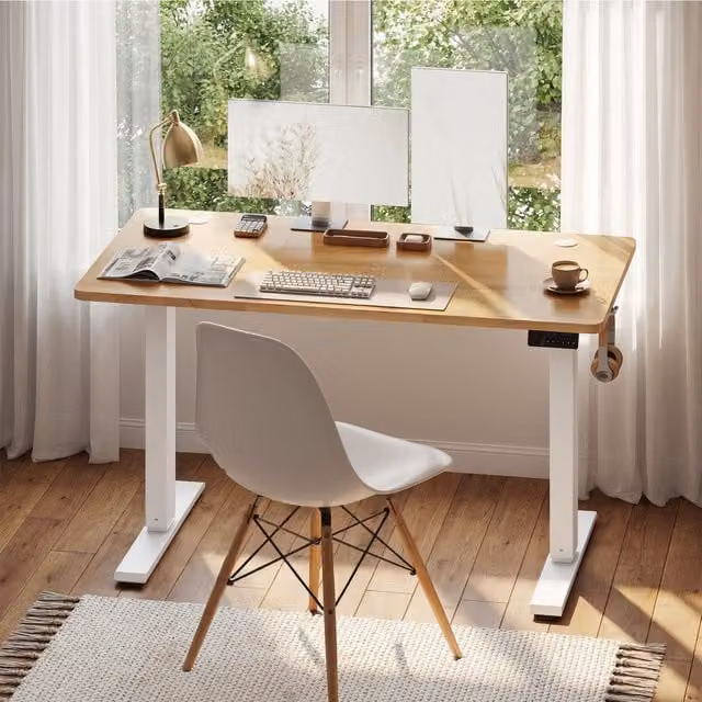 VASAGLE Electric Height Adjustable Standing Desk in Yellow and Black, W/D/H: 120 x 60 x 70 cm