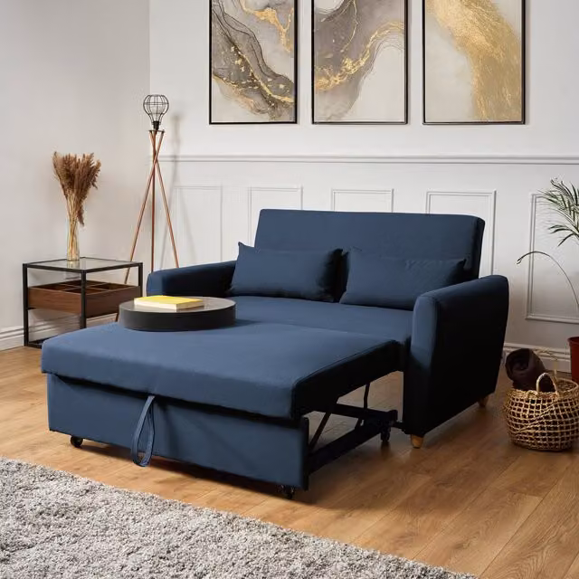 Bravich LTD Dahlia 2-Seater Pull Out Sofa Bed in Blue Fabric – 1