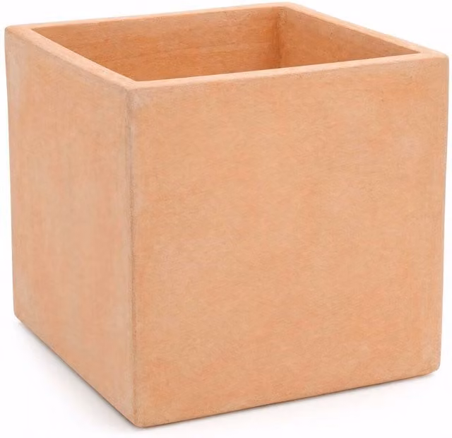 Rustic Terracotta Cube Planter in Brown and Orange, W/D/H: 40 x 40 x 40 cm