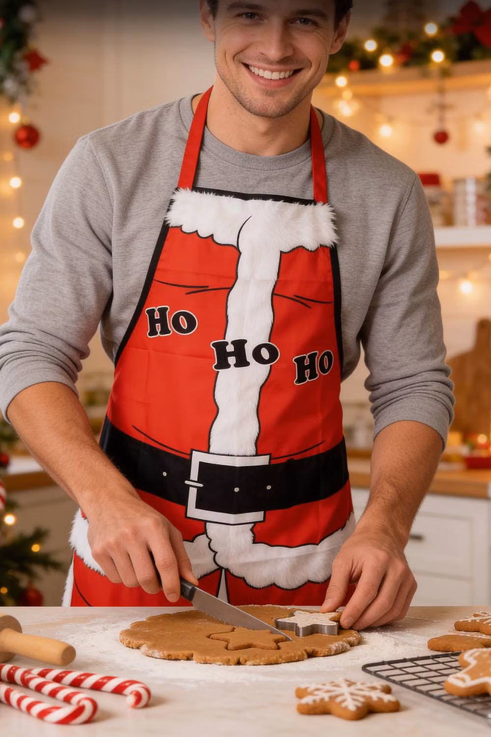 Neel Blue Santa Claus Christmas Kitchen Apron with HOHOHO Print in Red, White and Black for Adults – 6