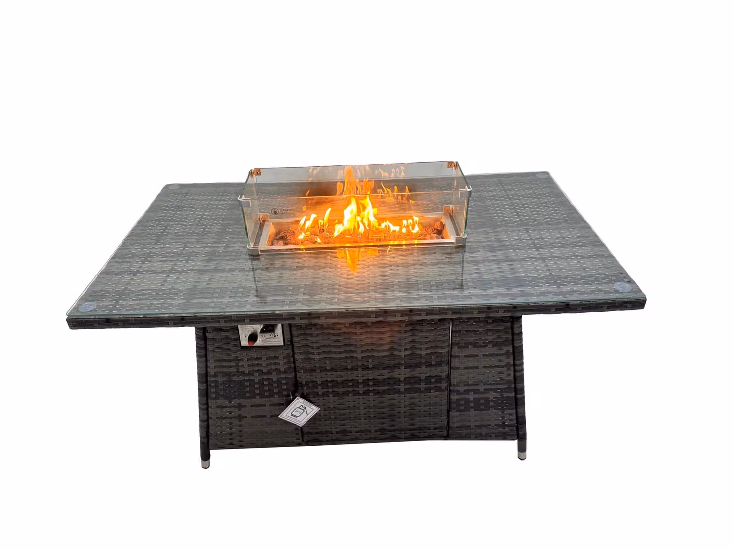 Fimous 9-Seater Rattan Garden Furniture Dining Set with Side Table and 2 Stools in Dark Grey