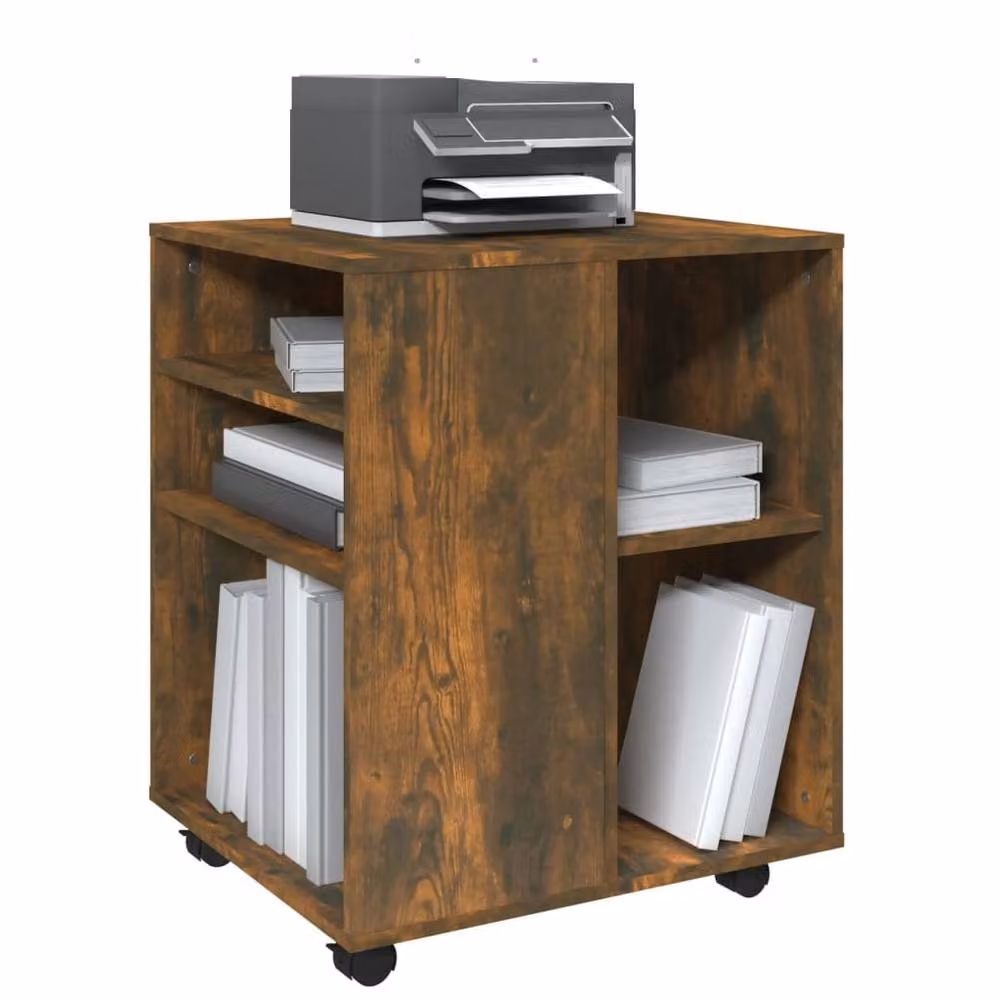 Berkfield Home Rolling Cabinet in Smoked Oak, Brown, W/D/H: 60 x 53 x 72 cm – 3