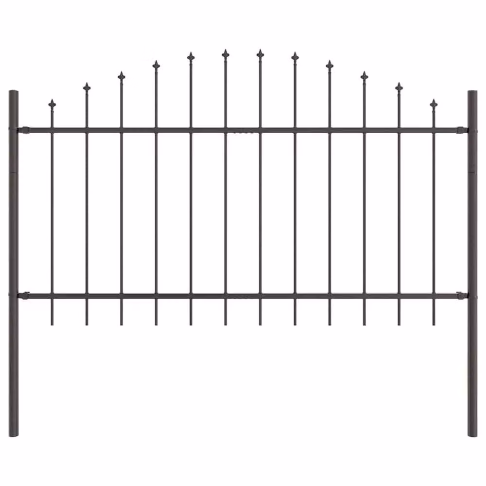 Berkfield Home Modern Steel Garden Fence with Hoop Top in Grey, H: 170 cm, W: 100 cm – 3