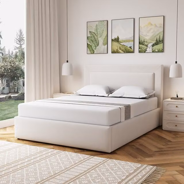 Artemis Home Weston Upholstered King Ottoman Bed Frame in Beige