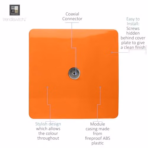 Trendi Switch 1 Gang Flush Co-Axial Television Socket in Orange – 2