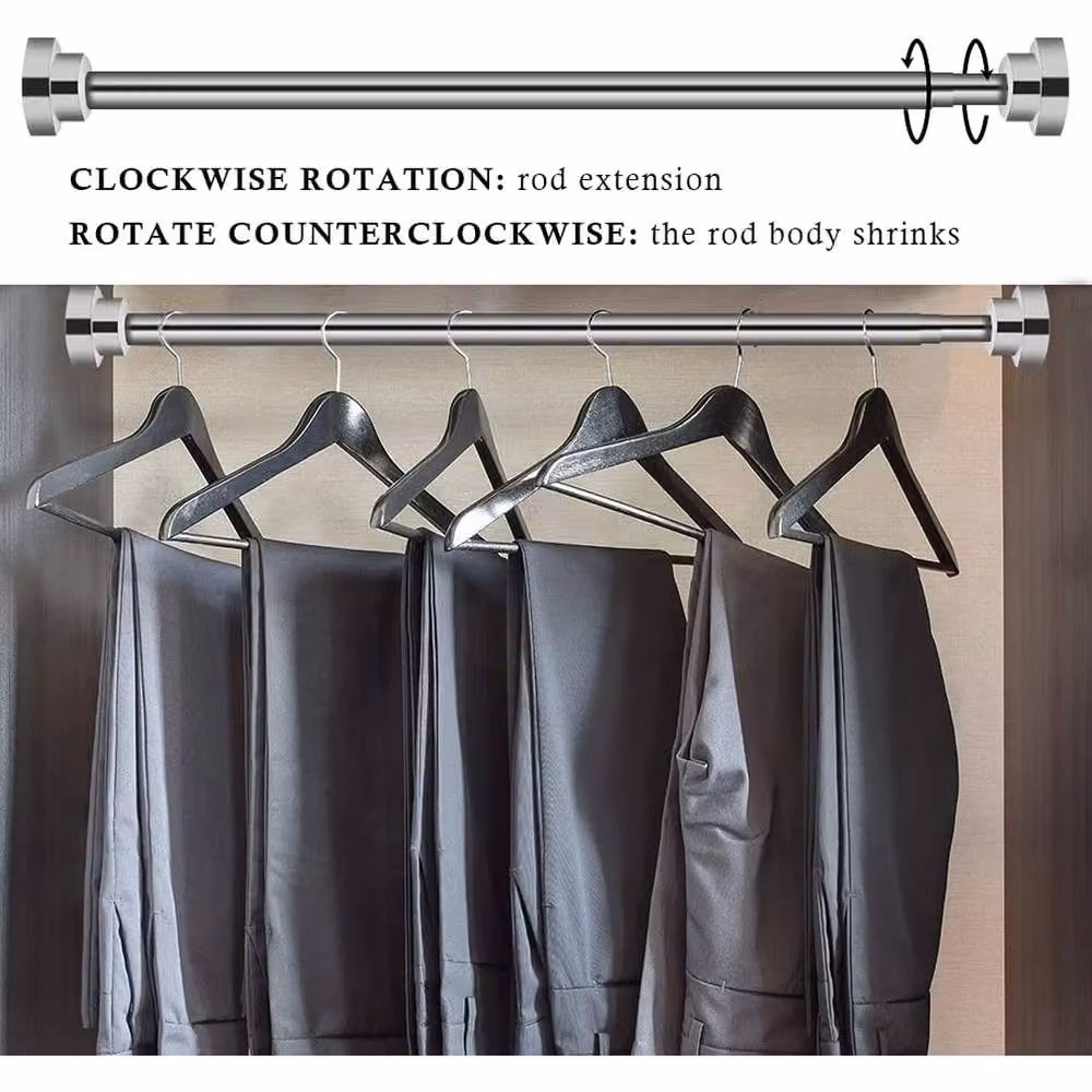 NESTLUNE Silver Telescopic Hanging Pole Clothes Hanger Rod – 3