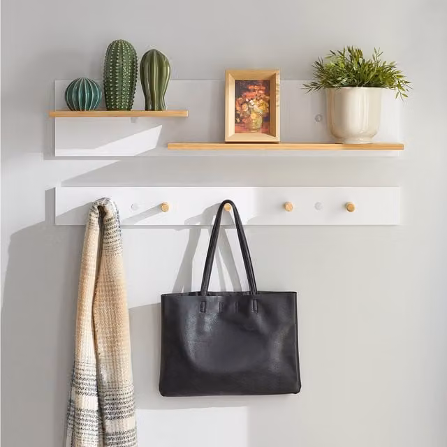SoBuy Modern White Wall Display Rack with Distributed Point Hooks