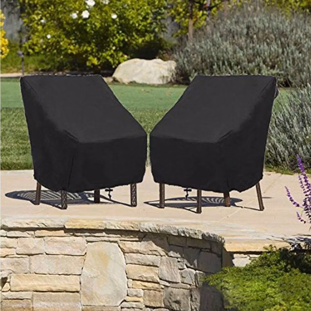 PAWNORA Waterproof Black Stackable Garden Dining Chair Cover in Polyester – 5