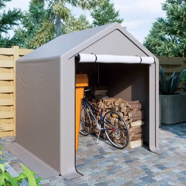Birchtree Outdoor Storage Tent in Dark Grey with Galvanised Steel Gable Roof
