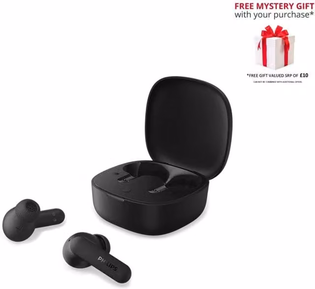 Philips True Wireless Bluetooth Headphones with USB-C, Black
