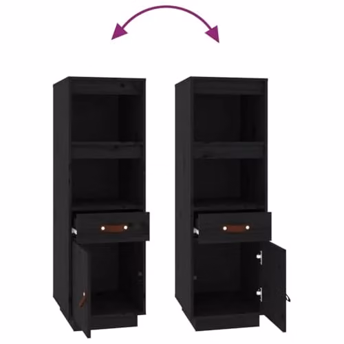 vidaXL Highboard in Black Solid Pine Wood, W/D/H: 34 x 40 x 108.5 cm – 4