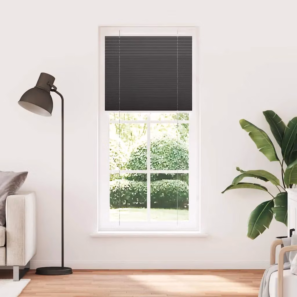 Berkfield Home Single Pleat Corded Blind in Black, Polyester, W: 94.4 cm, H: 200 cm – 2