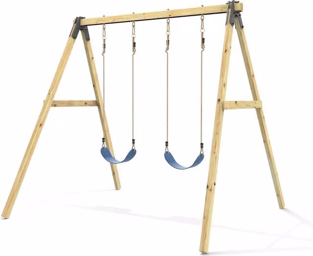 Rebo Glide Tulip Wooden Double Swing Set with Swing Seats in Navy Blue