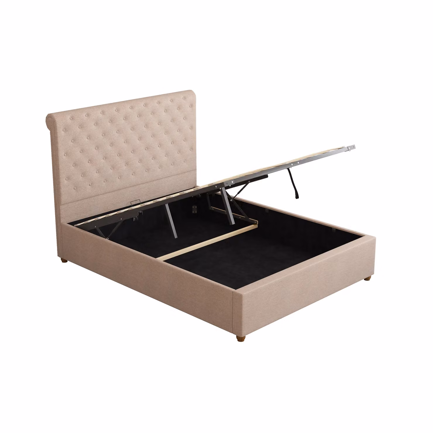 Aspire Taylor Ottoman Storage Bed Frame in Saxon Twill Fabric, Natural, Super King, W/D/H: 200 x 160 x 126 cm – 2