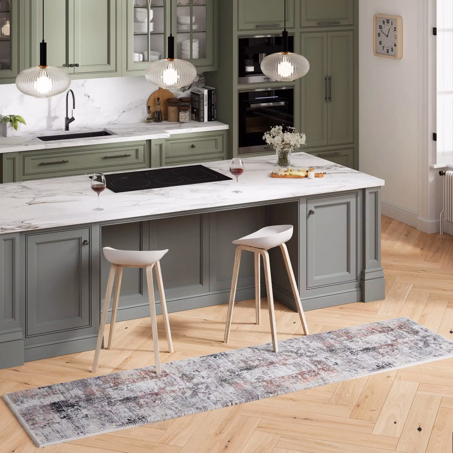 Kukoon Grey Abstract Washable Runner Rug, Non-Slip and Stain Resistant, W: 80 cm, L: 300 cm – 2