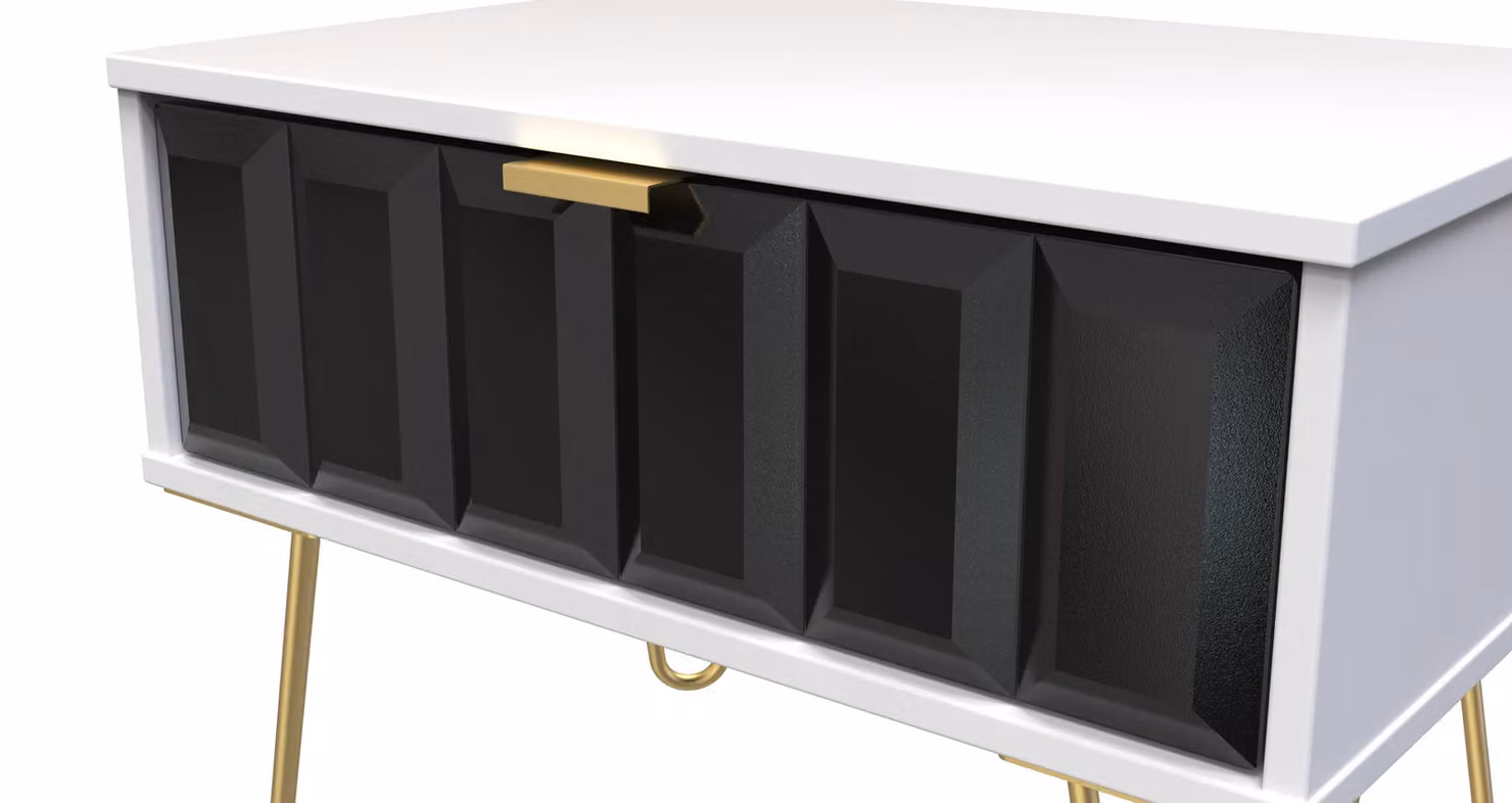 Ready Assembled 2 U Metro 1 Drawer Wide Side Table in True Black – 2